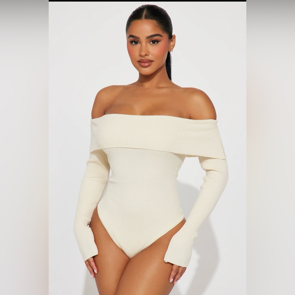 Fashion nova keep me warm ribbed bodysuit - cream